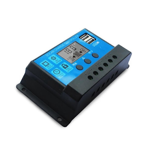 30a Solar Char Pwm S 12v 24v Auto Lcd Lcd-skjerm Dobbel Usb 5v Utgang Solar P