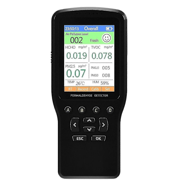 Luftkvalitetsmätare Detektor Noggrann Test Formaldehyd Hcho Tvoc Pm1/2.5/10 Fx Ty
