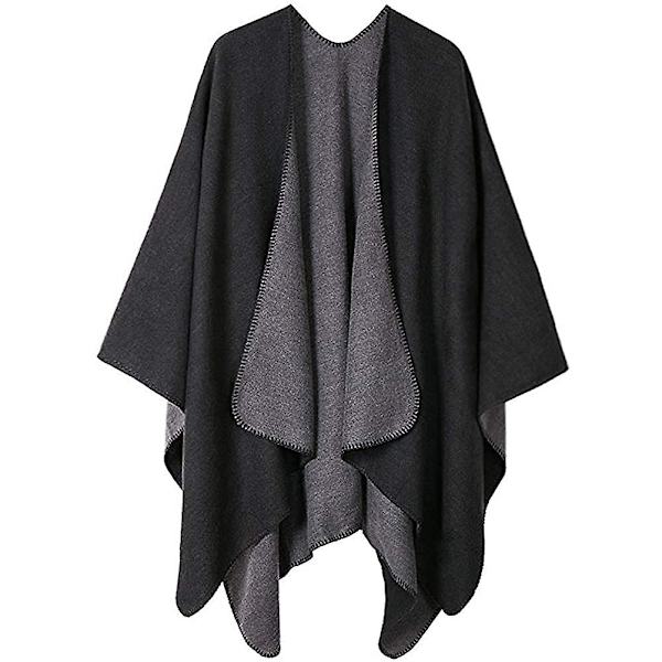 Sjal Reversibel Ensfarget Åpen Front Cardigan Wrap For Kvinner black