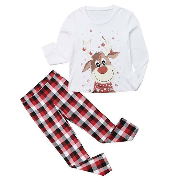 Julfamiljsmatchande set, långärmade toppar med print , rutiga byxor, pyjamas, hemkläder Baby 2XL