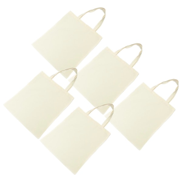 5 st Canvas Tote Bag Axelväska Canvas Shoppingväska Canvas Blank Strandväska Pouch