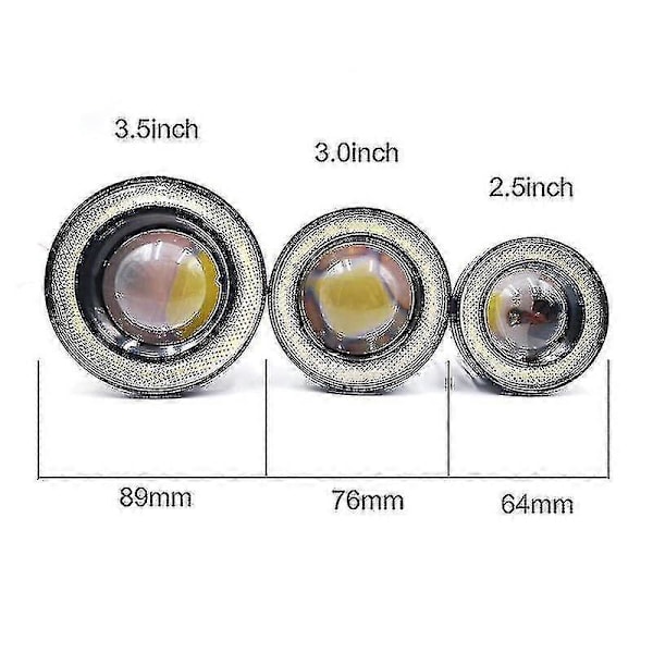 2 st Bil Dimljus Änglaögon Halo Ring Rund LED Strålkastare Universell Körlampa Blue 3 inch