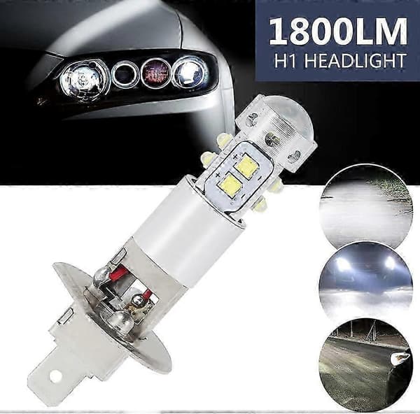 2 stk. H1 LED-frontlyspærer Super Bright 6000K Hvite LED-tåkelyspærer Frontlykt