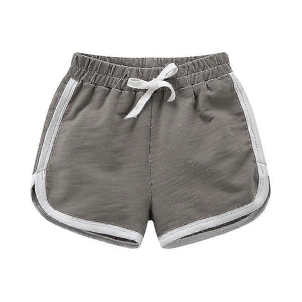 Pojkar Flickor 100% Bomull Sportshorts Sommar Kontrast Kantning Delfin Shorts Barn Atletisk Gym Kläder Grey 8T