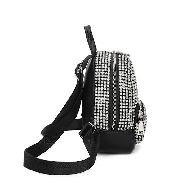 Glänsande Rhinestone Ryggsäck Dam Läder Liten Kristallväska Mode Flickor Skolväska Bling Glittrande Glänsande Diamant Ryggsäck