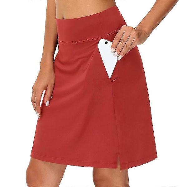 Tenniskjolar för dam Golfkjolar Yogakjol Sidofickor 2 i 1 Magkontroll Butt Lift Snabbtorkande Hög midja Yoga Fitness Gym Träningsshorts Underdelar B Red L