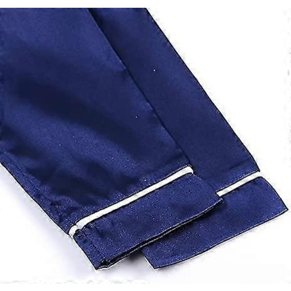 Barn Småbarn Baby Flicka Pojke Satin Pyjamas Set Lång Kort Ärm Knäppning Pyjamasskjorta Topp+byxor Underdelar Sovkläder Outfits Blue 10-11 Years