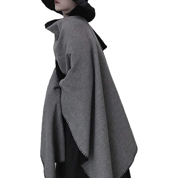 Sjal Reversibel Ensfarget Åpen Front Cardigan Wrap For Kvinner black