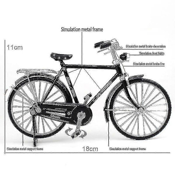 1:10 Legering Klassisk Retro Cykelmodel Ornament Black Woman Style