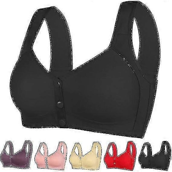 Daisy BH med knäppning fram, Daisy BH för kvinnor, BH med knäppning framtill, utan bygel, push up, hög support, sport-push up BH M Black