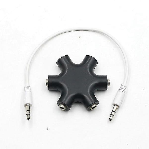 Mini Bærbar 1 til 5 3.5mm Plugg Stereo Audio Øretelefon Splitter Adapter for Telefon