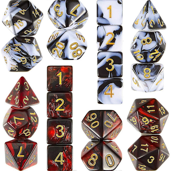 2 Sæt 11 Terningesæt Polyhedral Terningesæt Flersidet Terningesæt Glat Berøring Med Snørelukning Kompatibel Dnd Rpg Mtg Bordspil