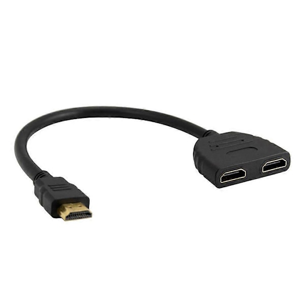 1 ingång 2 utgångar Hane till Dubbel Hona Splitter Svart Kabel Adapter Konverterare A/V 1080p