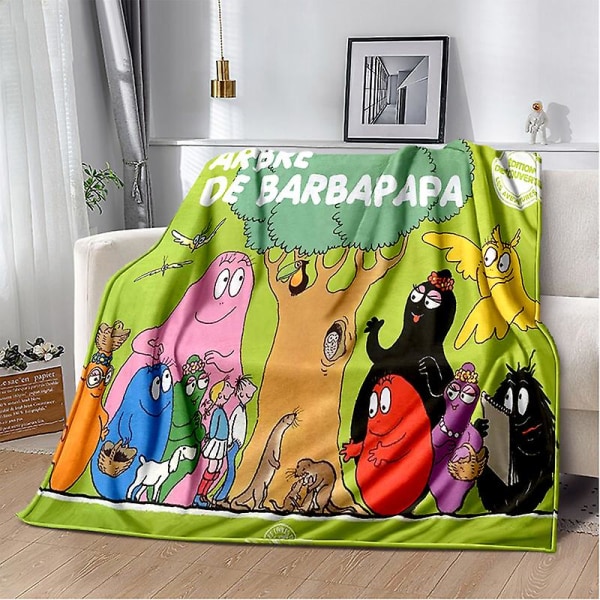 Les Barbapapa Familie Anime Tegneserie Tæppe, Blødt Kasttæppe Til Hjem Soveværelse Seng Sofa Picnic Rejse Kontor Dækken Børn 100x150cm 15