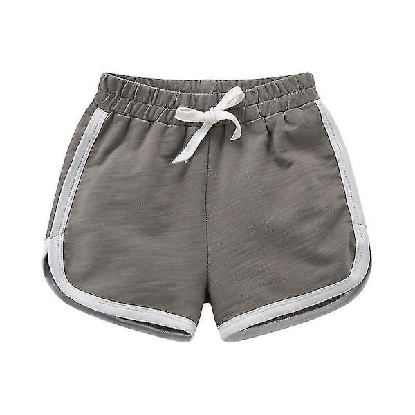 Pojkar Flickor 100% Bomull Sportshorts Sommar Kontrast Kantning Delfin Shorts Barn Atletisk Gym Kläder Grey 5T