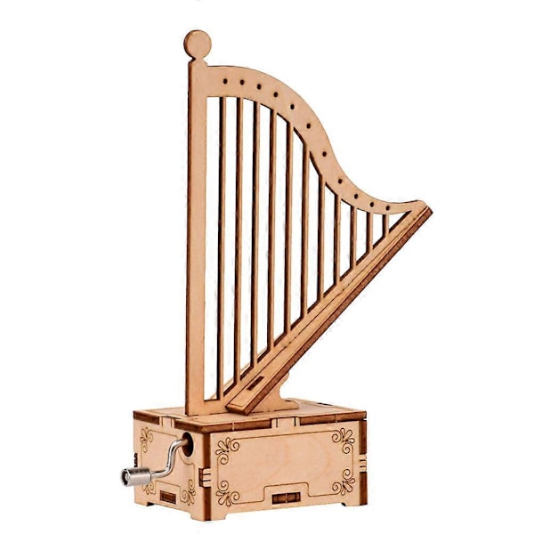 Handarbete Speldosa Harpa Form Speldosa Träspeldosa Monterad Musiklåda för Barn