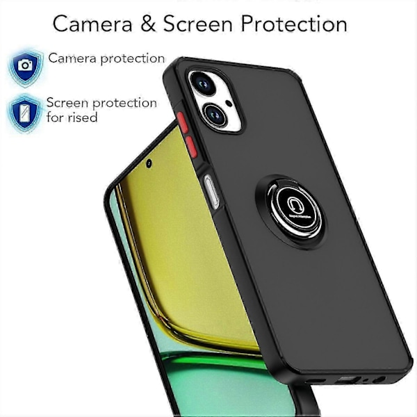 Samsung Galaxy A06 -puhelimen kuori, jossa sormuspidike ja jalusta, TPU+akryylipuhelinkotelo - Musta Multicolor Style CGalaxy A06