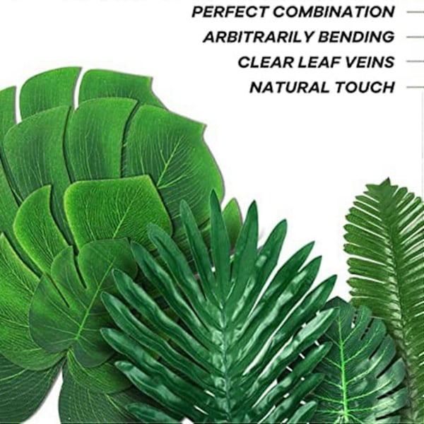 Konstgjorda Palmblad Falska Tropiska Monstera-blad Med Stjälkar För Hawaiian Luau Festbord Blad