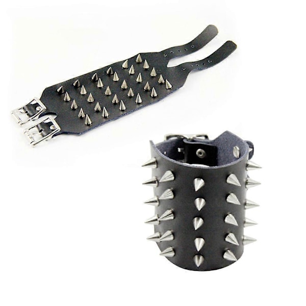 Style Punk Mässingsnitad Läderarmbandsrem Smycken för Dekorationsbruk (Svart)