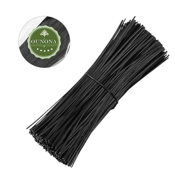 OUNONA 500 stk. 15 cm Plastbelagte Jerntrådsbindere Kabelbindere Organizer (Sort)