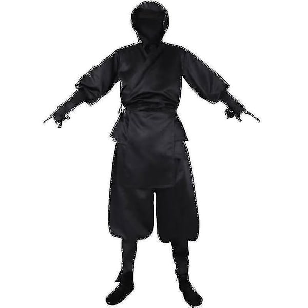 Halloween-asu japanilainen musta ninja cosplay -asu miehille L
