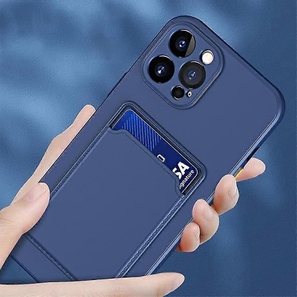 Silikonskal Mobilskal Skyddsfodral med Korthållare för iPhone 14/Pro/Plus/Pro Max Dark Blue iPhone14 Plus