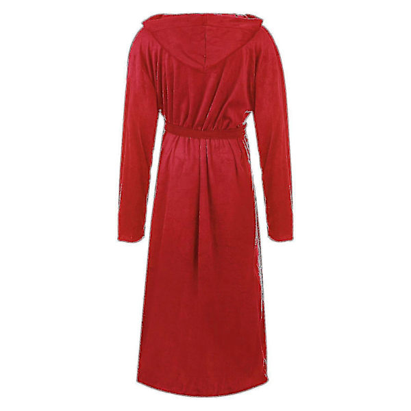 Miesten kylpytakit, hotellin, kodin ja kylpylän froteekylpytakki, fleecekylpytakki, pehmeä pitkä hupullinen kylpytakki Red 4XL