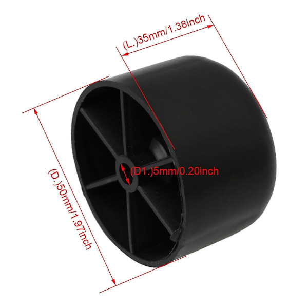 8 stk. 50 mm Diameter Sorte Plastik Sofaben til Møbelbord Stol Ben (Ruipei)