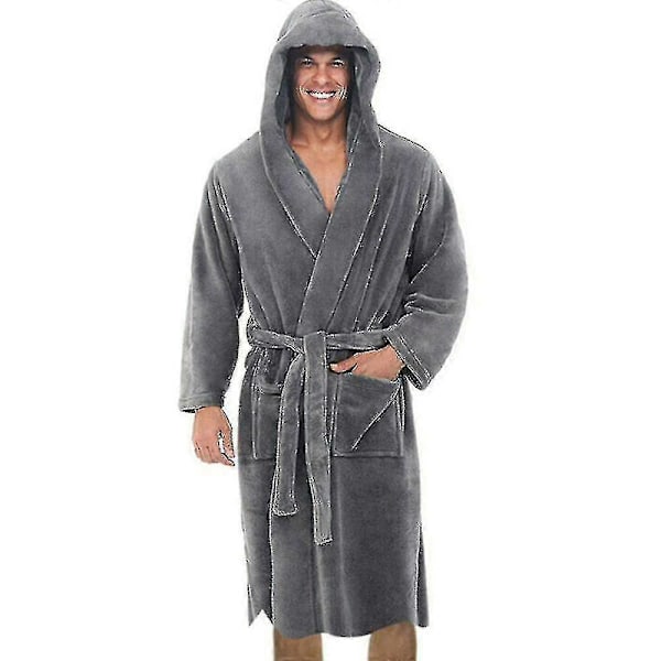 Herr Morgonrock med Huva Grey 4XL