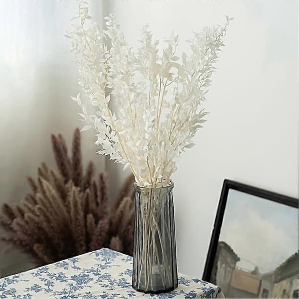45 cm Tørrede Evighedsbevarede Ruscus Blomster DIY Blomsterdekoration Tørret Blomsterbuket Til Bryllup Ho