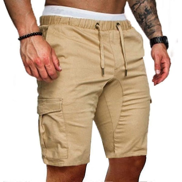 Miesten joustavat cargo-shortsit kesäiset rennot jogger-taisteluhousut Khaki M