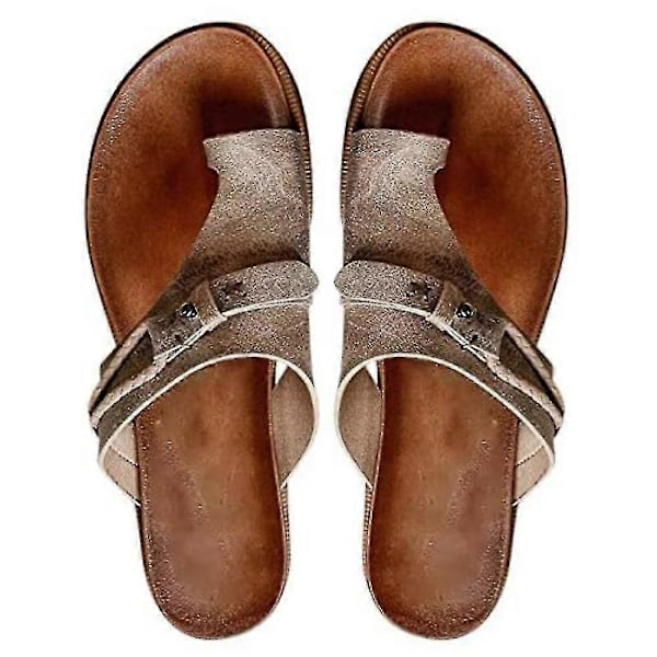 Ortopediska tofflor för kvinnor med hallux valgus, platta sandaler, flip-flops, semesterskor Grey 42