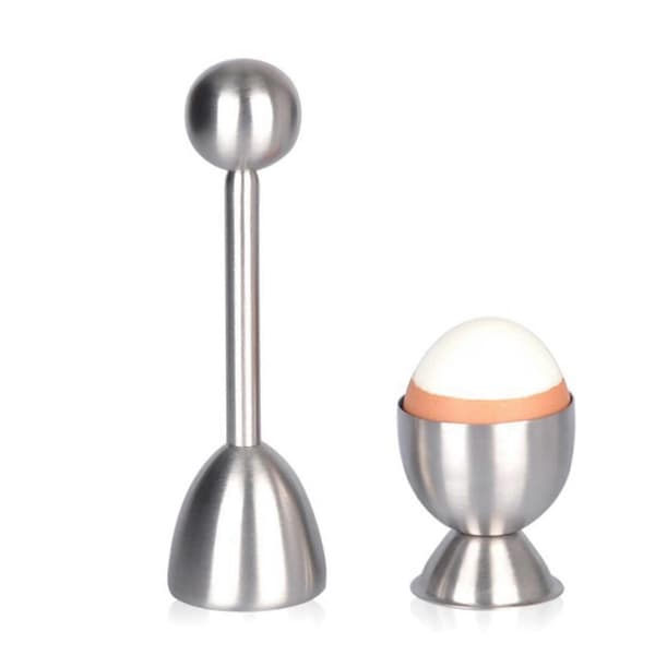 1 sett Egg Cracker Topper Sett - Myke Hardkokte Egg Separator Verktøy & 4 stk Bomulls Serviett Klut