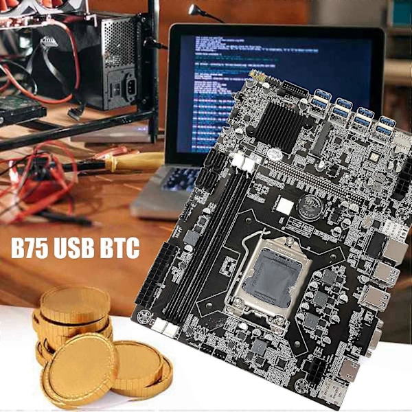 B75 Eth Mining Bundkort+i3 2100 Cpu+2xsata Kabel Lga1155 8xpcie Usb Adapter Msata Ddr3 B75 Usb B