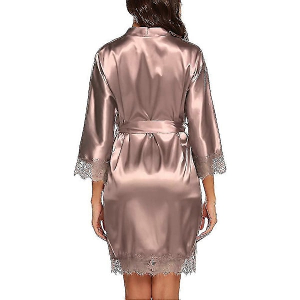 Satin Silk Morgenkåpe for Kvinner Skrå V-hals Kort Kimono Morgenkåpe Brudepiker Morgenkåpe Acsergery Gave