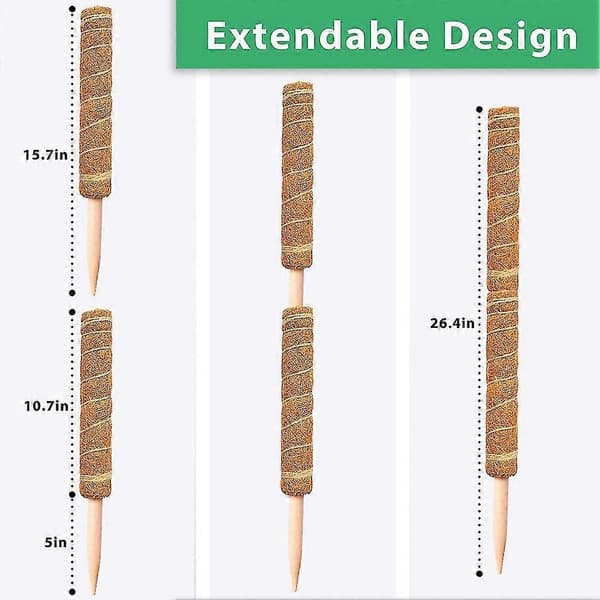 Moss Pole - 4-pack 40 cm Moss Pole för Växter Monstera, Växtstöd för Klättrande Inomhusväxter i Kruka