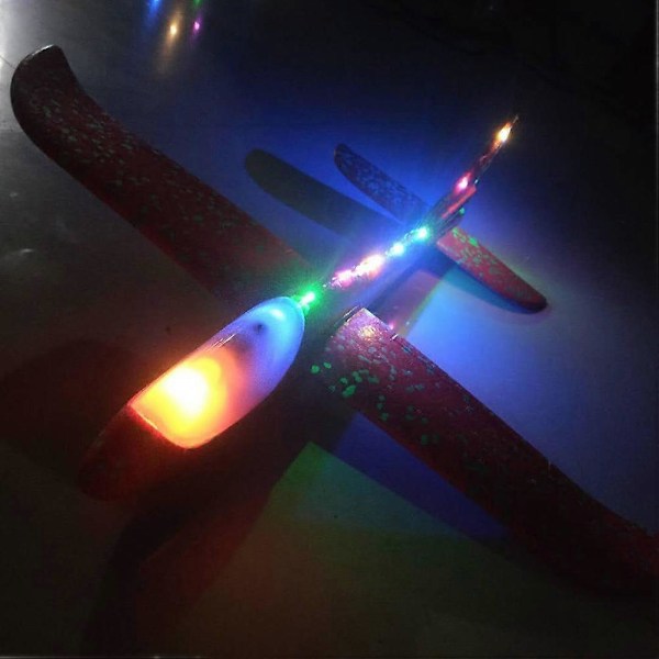 1 st Lamp Ljus Flygplan Leksak Handkastande Segelflygplan Leksaker Simulering Plast Flygplan Mini Roliga Flygande Leksaker för Hem Utomhus Lek (Slumpmässig Färg