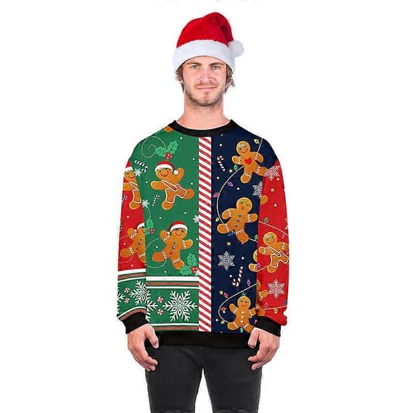 Färgglatt hus Unisex Ful Jultröja Tryckt Pullover, Halloween 3D Digitaltryckt Sweatshirt XL