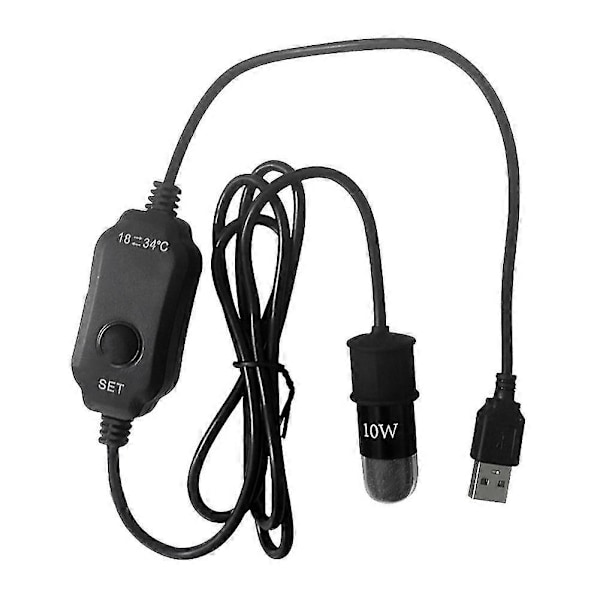 Liten Akvarievärmare Justerbart Temperaturintervall Digital Display USB-Laddning För Mini Tank Sköldpadda