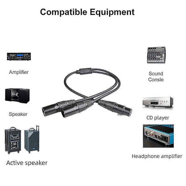 Xlr-jakokaapeli, 3-nastainen Xlr-naaras - kaksois-Xlr-uros Patch Y -kaapeli Balansoitu mikrofonijakaja Co