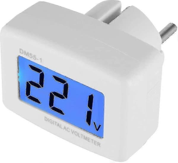 Blå Bakgrundsbelysning Digital LCD Voltmeter Panel Spänningstestare EU-kontakt DM55-1 AC 80-300V