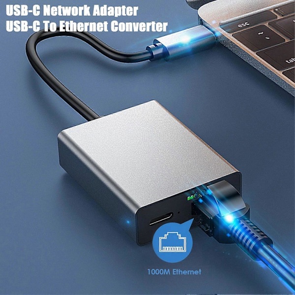 Netværksadapter 1000Mbps Type-C til RJ45 Ethernet Adapter Plug And Play USB til Ethernet Adapter til Mobiltelefon Tablet