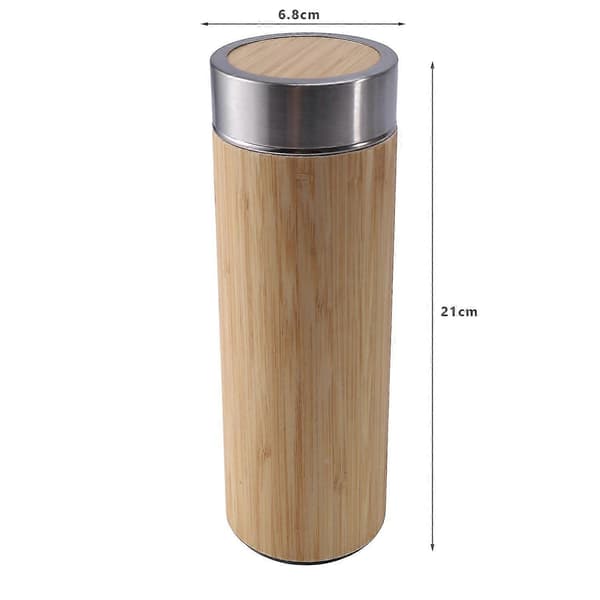 Bambu 500ml Mindre Stål Vakuumflaska Bambu Te