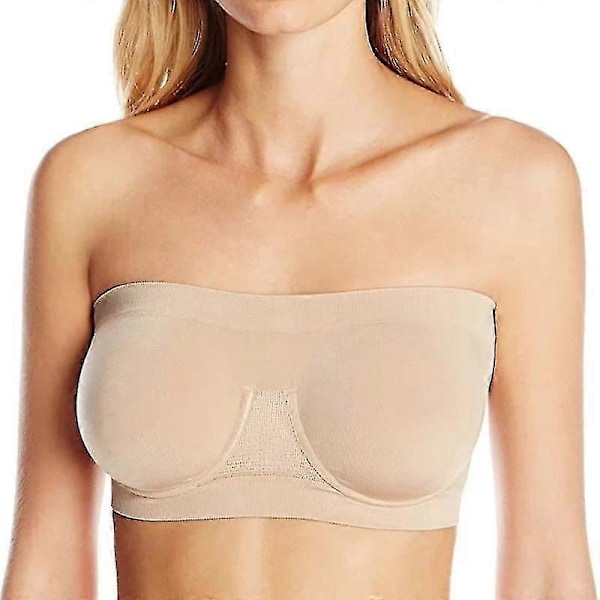 Ny Sömlös Bandeau BH Underkläder Utan Axelband Axelbandslös Tubtopp För Kvinnor Stor Storlek Kort Sexiga Underkläder beige L