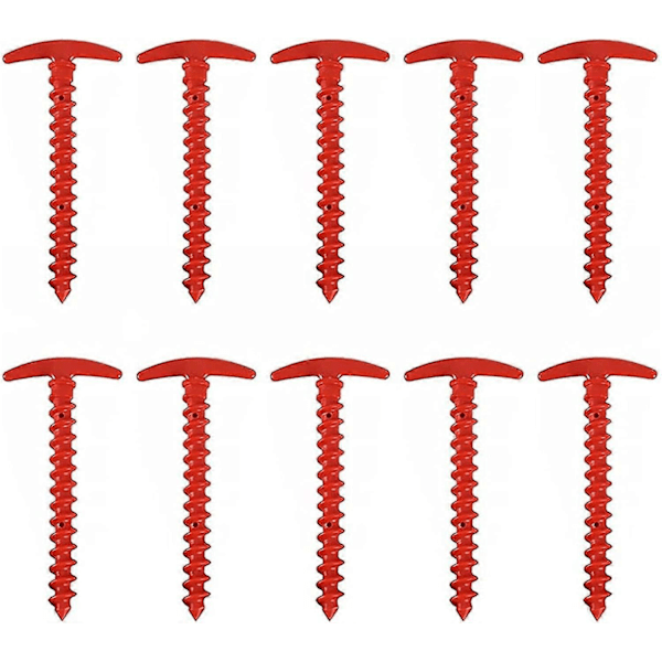 Camping Teltsplinter, Jordspyd Haveplinter Heavy Duty Teltsplinter Nylon Teltsplinter Til Strand Sand Muddet Land Græsareal 10 Stykker Rød