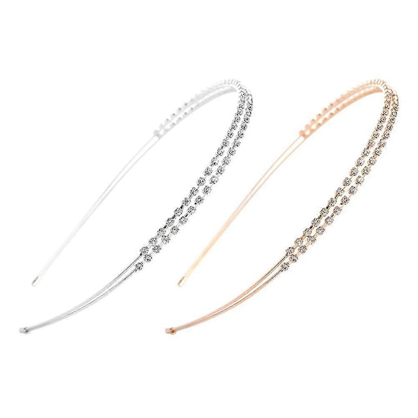 2 stk. Doble Hårspenner med Rhinestone Elegant Delikat Hodeplagg for Kvinner