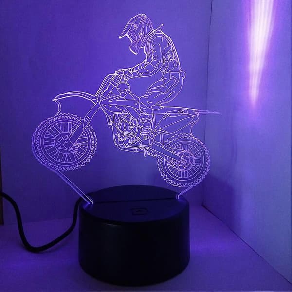 3D Lampe Visuelt Lys Touch Switch Farverigt Natlys (Motorcykel)