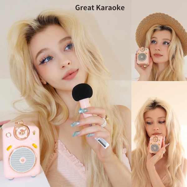 Divoom Fairy-ok Bärbar Bluetooth -högtalare med mikrofon Karao Pink