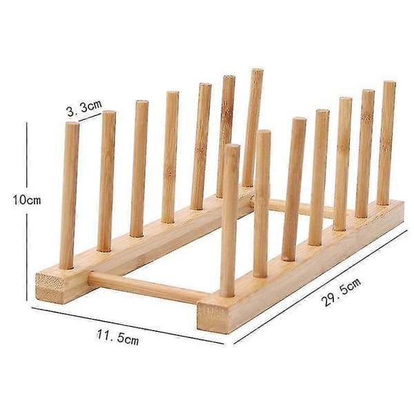2 st Bambu Diskställ Tallrik Skål Grytlock Skärbräda Ställ D Avlopp H Iz