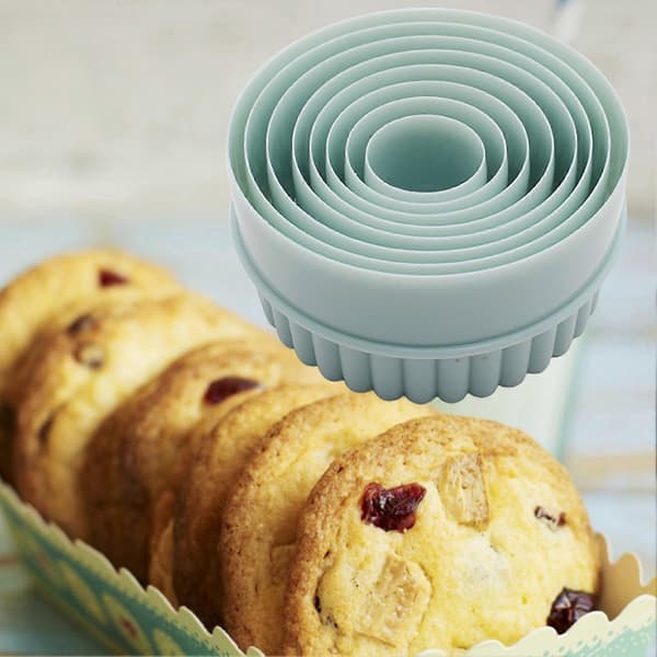 8 stk/sett Kakeutstikkere Solid Gjenbrukbar Plast Multifunksjonell Bølgete Rund DIY Deigformformer for Baking